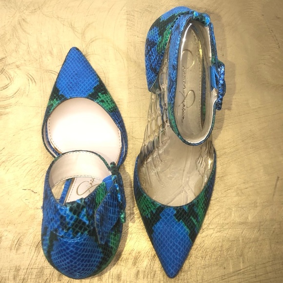 JESSICA SIMPSON COMBO BUCKLE HEELS - Picture 4 of 8